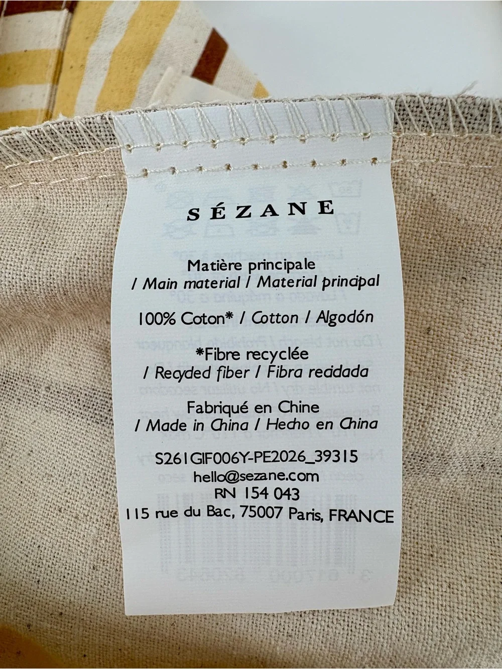 Sézane Yellow Striped Tote & Floral Gift Pouch Bundle Canvas Shopper NWT